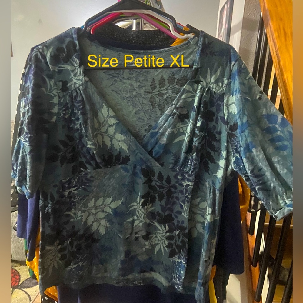 Floral blue blouse size size petite xl